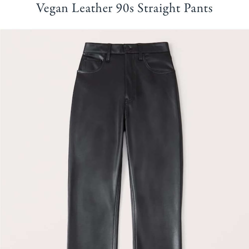 Abercrombie 90s Curve Love Straight Leg Vegan Leather Pants Black NWOT